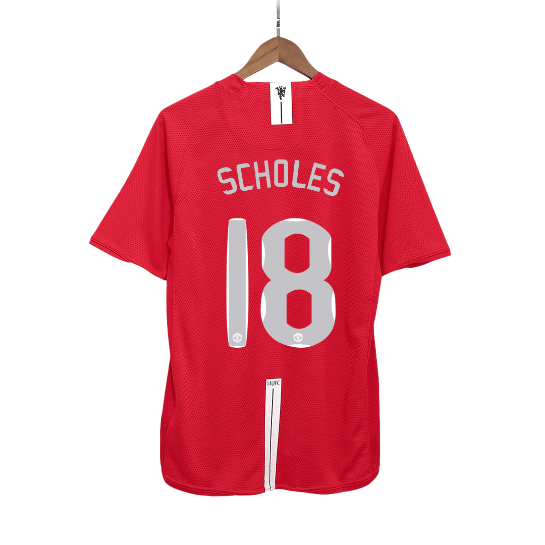 Retro Manchester United Hemma Fotbollströja SCHOLES #18 2007/08 - UCL Final