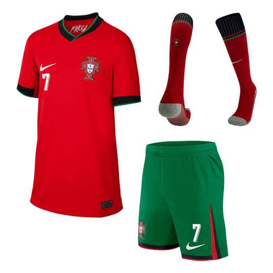 Portugal Hemma Fotbollströja RONALDO #7 Euro 2024 
Fotbollssats Barn-1