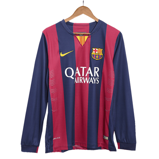 Retro Barcelona Hemma Fotbollströja MESSI #10 2014/15 långärmad-1
