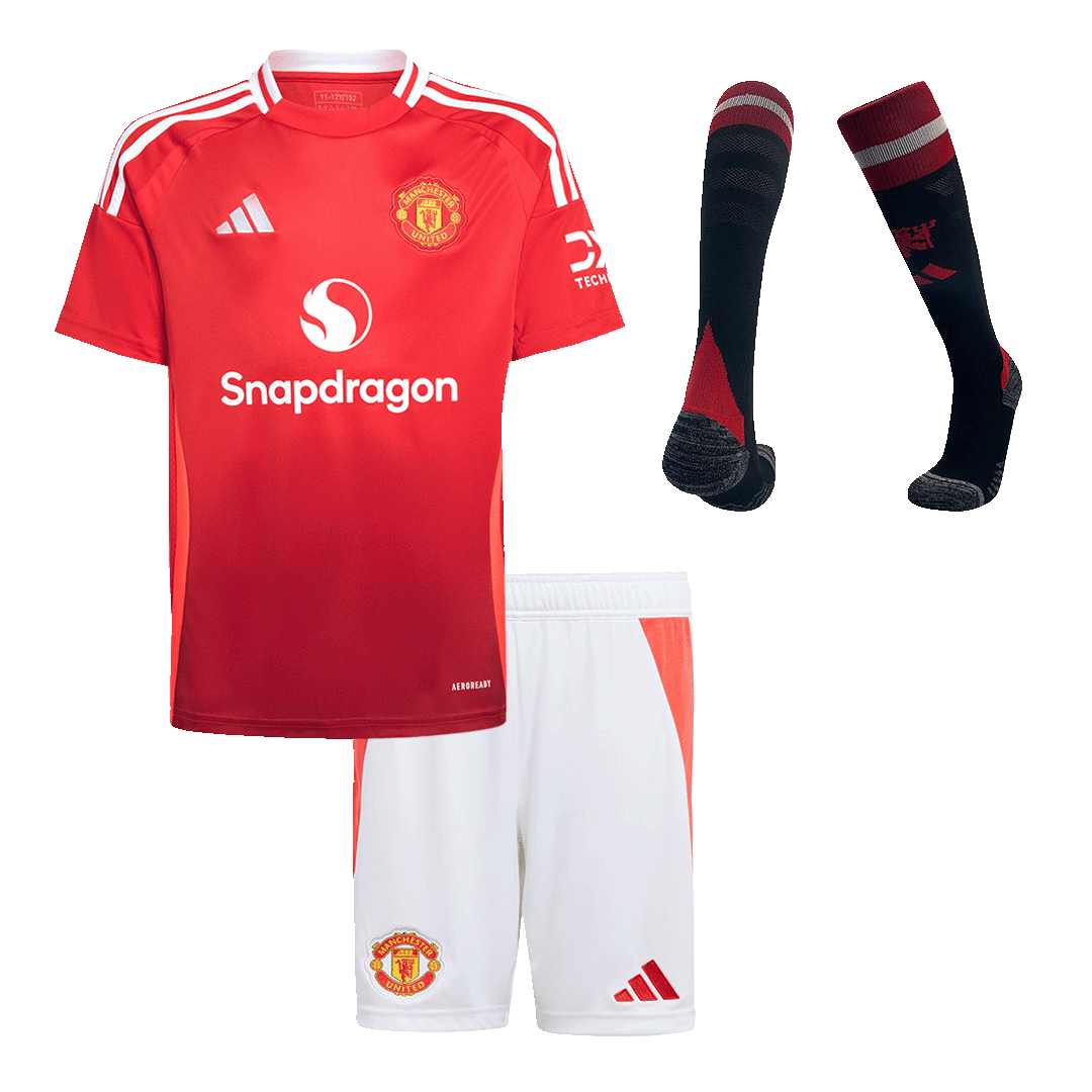 Manchester United Hemma Fotbollströja 2024/25 Fotbollssats Barn