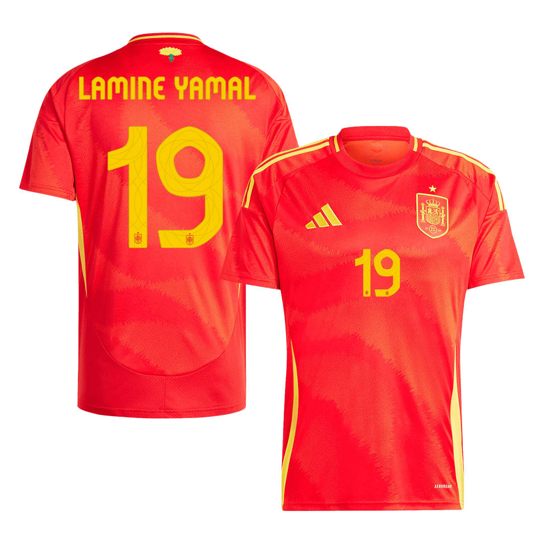 LAMINE YAMAL #19 Spanien Hemma Fotbollströjor Euro 2024