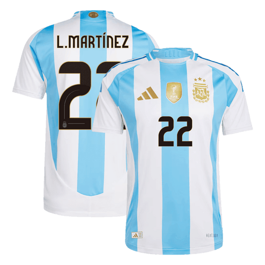 L.MARTÍNEZ #22 Argentina Hemma Fotbollströjor 2024 Autentisk