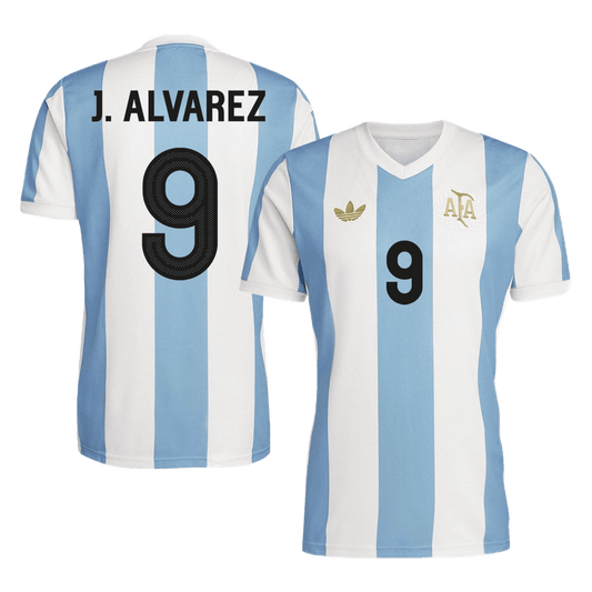 J.ALVAREZ #9 Argentina Fotbollströjor 2024 50-årsjubileum