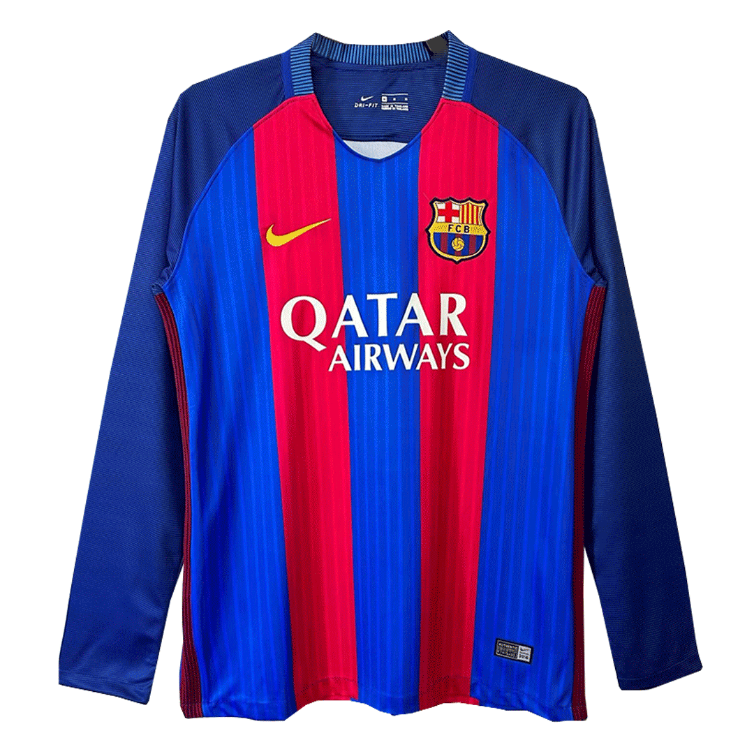 Retro Barcelona Hemma Fotbollströja 2016/17 långärmad