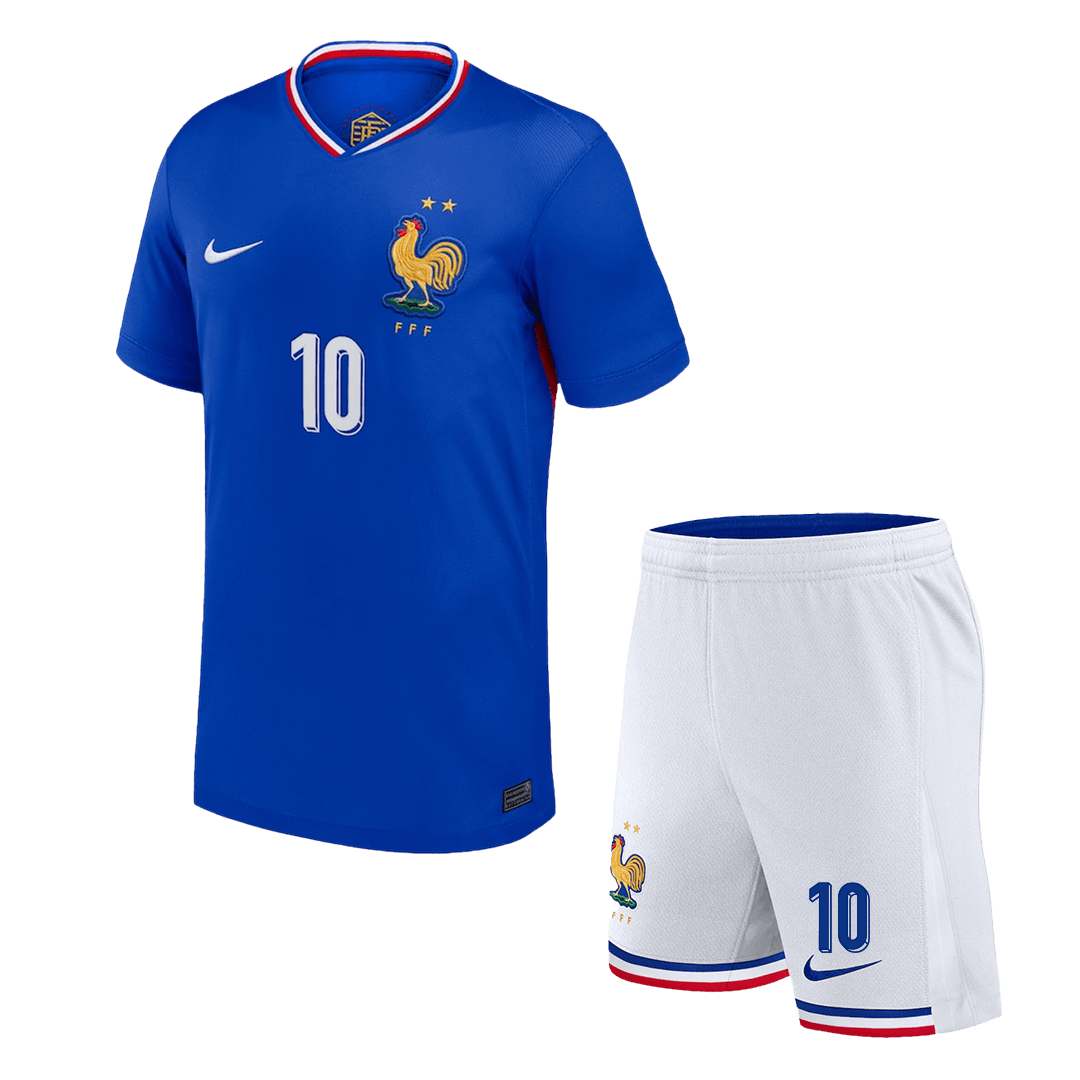 MBAPPÉ #10 Frankrike Hemma fotbollströjor 2024 Fotbollssats Barn