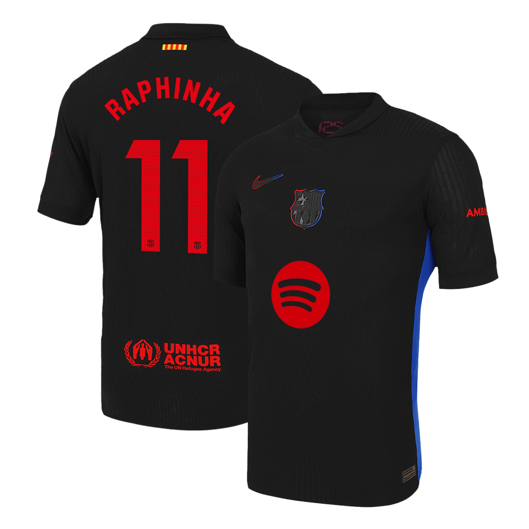 Barcelona Borta Fotbollströja RAPHINHA #11 2024/25 Autentisk - Spotify-logotyp utan text