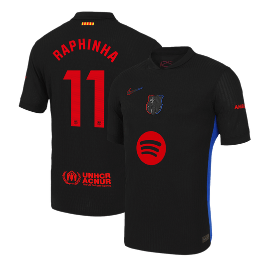 Barcelona Borta Fotbollströja RAPHINHA #11 2024/25 Autentisk - Spotify-logotyp utan text-1