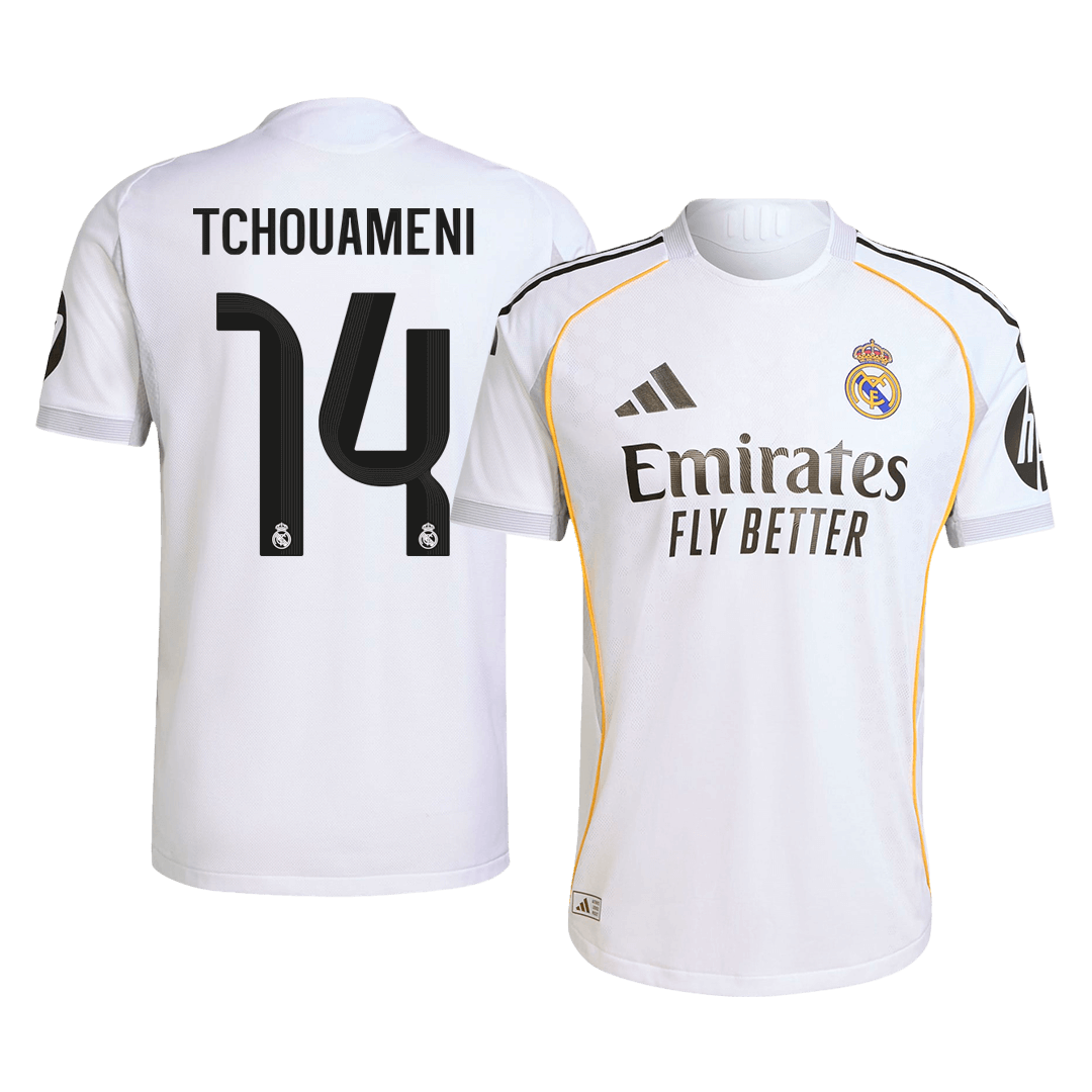 Real Madrid Tröja TCHOUAMENI #14 2025/26 Hemma Autentisk Vit-2