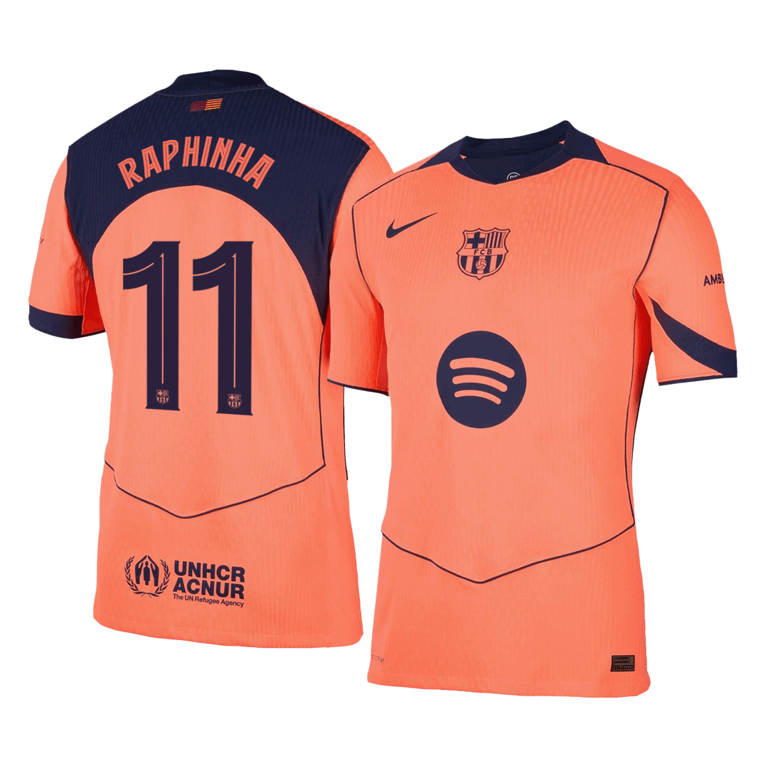 Barcelona Tröja RAPHINHA #11 2025/26 Tredje Autentisk Orange - UCL