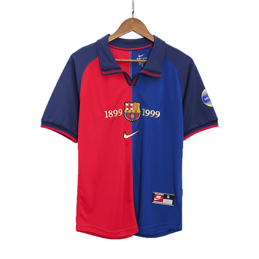 Retro Barcelona Hemma Fotbollströja RIVALDO #11 1999/00 - 100-årsjubileum-1