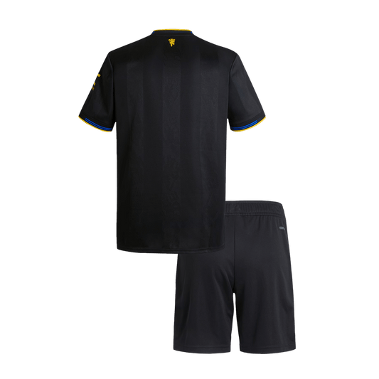 Manchester United Tröja 2025/26 Tredjeställ Svart Barn-1