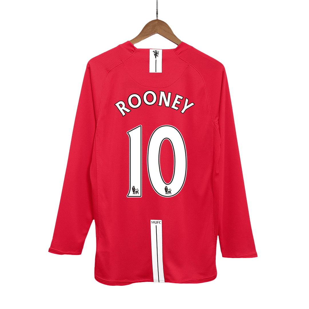 Retro Manchester United Hemma Fotbollströja ROONEY #10 2007/08 långärmad