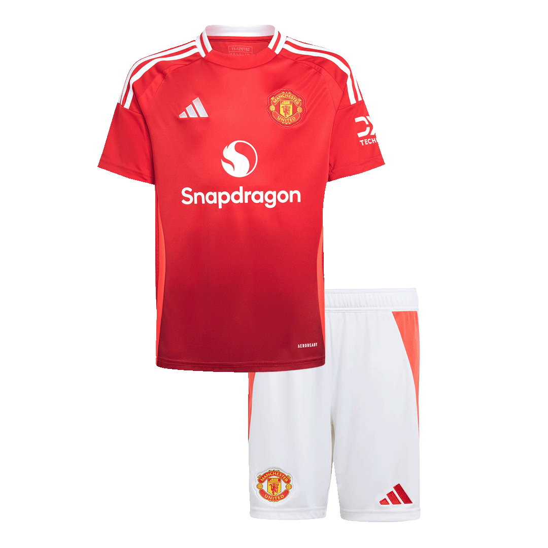 Manchester United Hemma Fotbollströja 2024/25 Fotbollssats Barn
