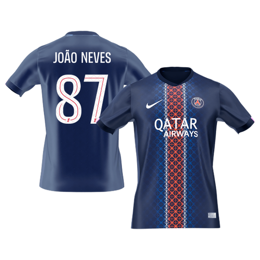 JOÃO NEVES #87 PSG Tröja 2025/26 Hemma Premium Mörkblå-1