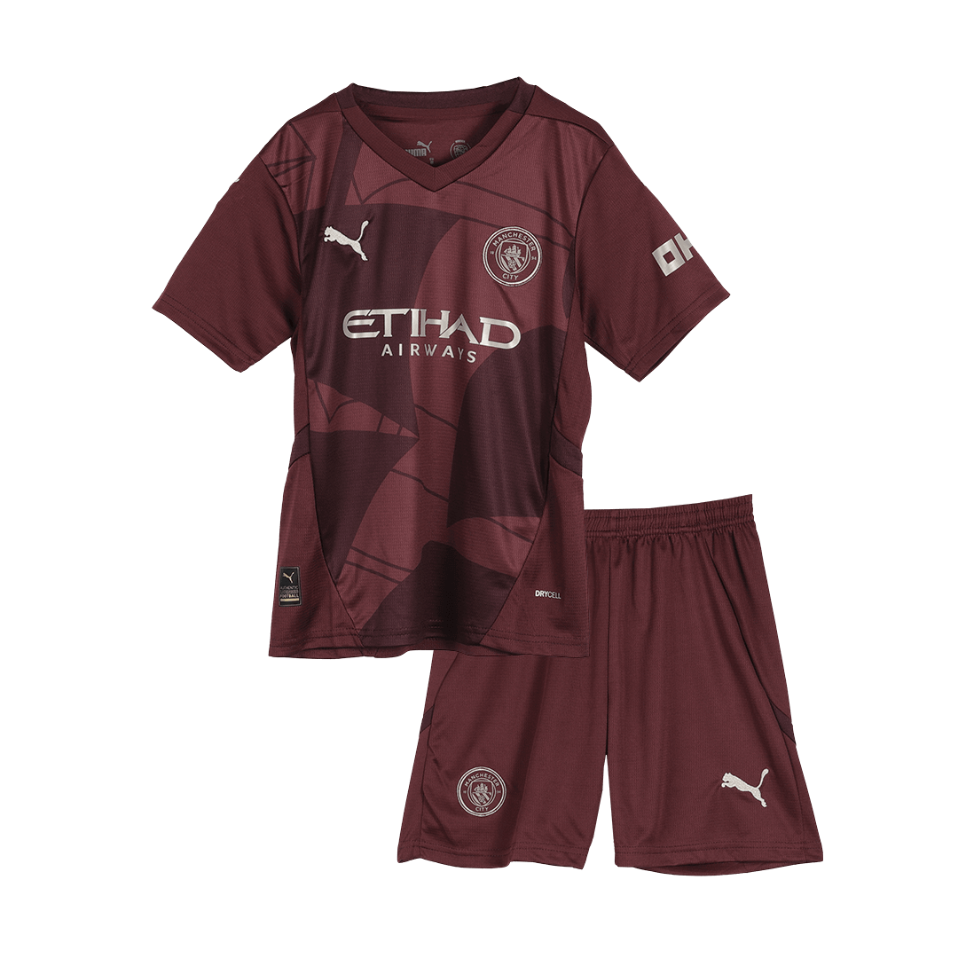 Manchester City Tredjeställ Fotbollströja 2024/25 Fotbollssats Barn