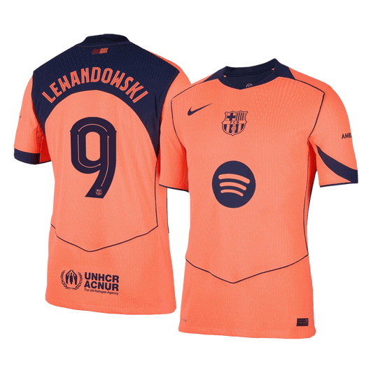 Barcelona Tröja LEWANDOWSKI #9 2025/26 Tredje Autentisk Orange - UCL-1
