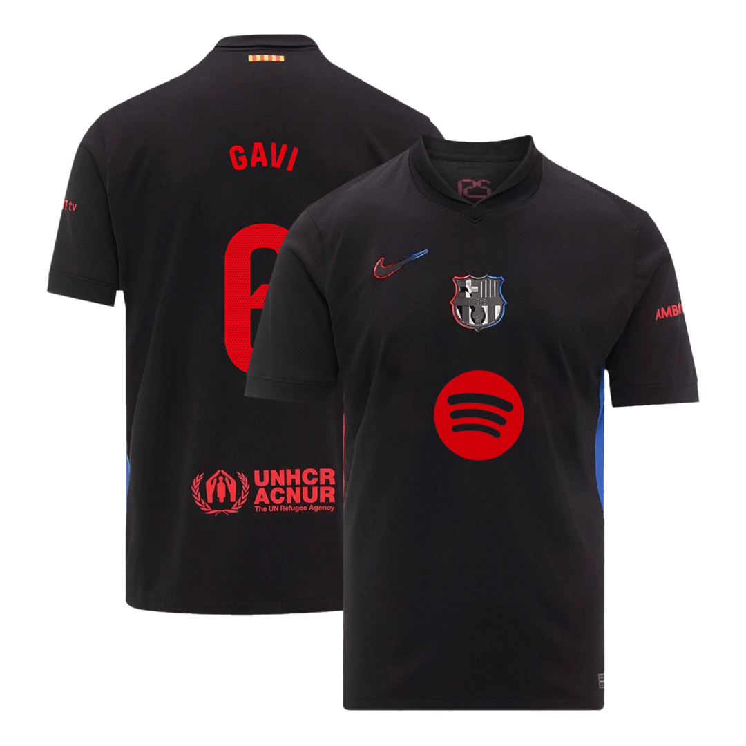 Barcelona Borta Fotbollströja GAVI #6 2024/25 - Spotify-logotyp utan text