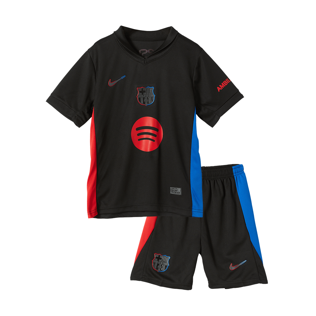 Barcelona Borta Fotbollströja 2024/25 Fotbollssats Barn - Spotify-logotyp utan text