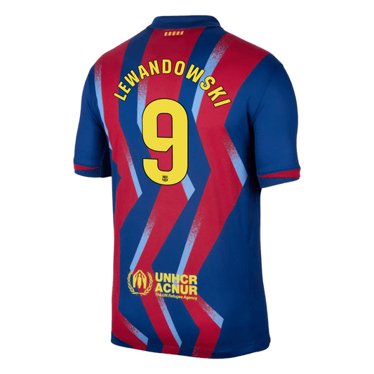 Barcelona Tröja LEWANDOWSKI #9 2025/26 Fjärde Röd & Blå-1