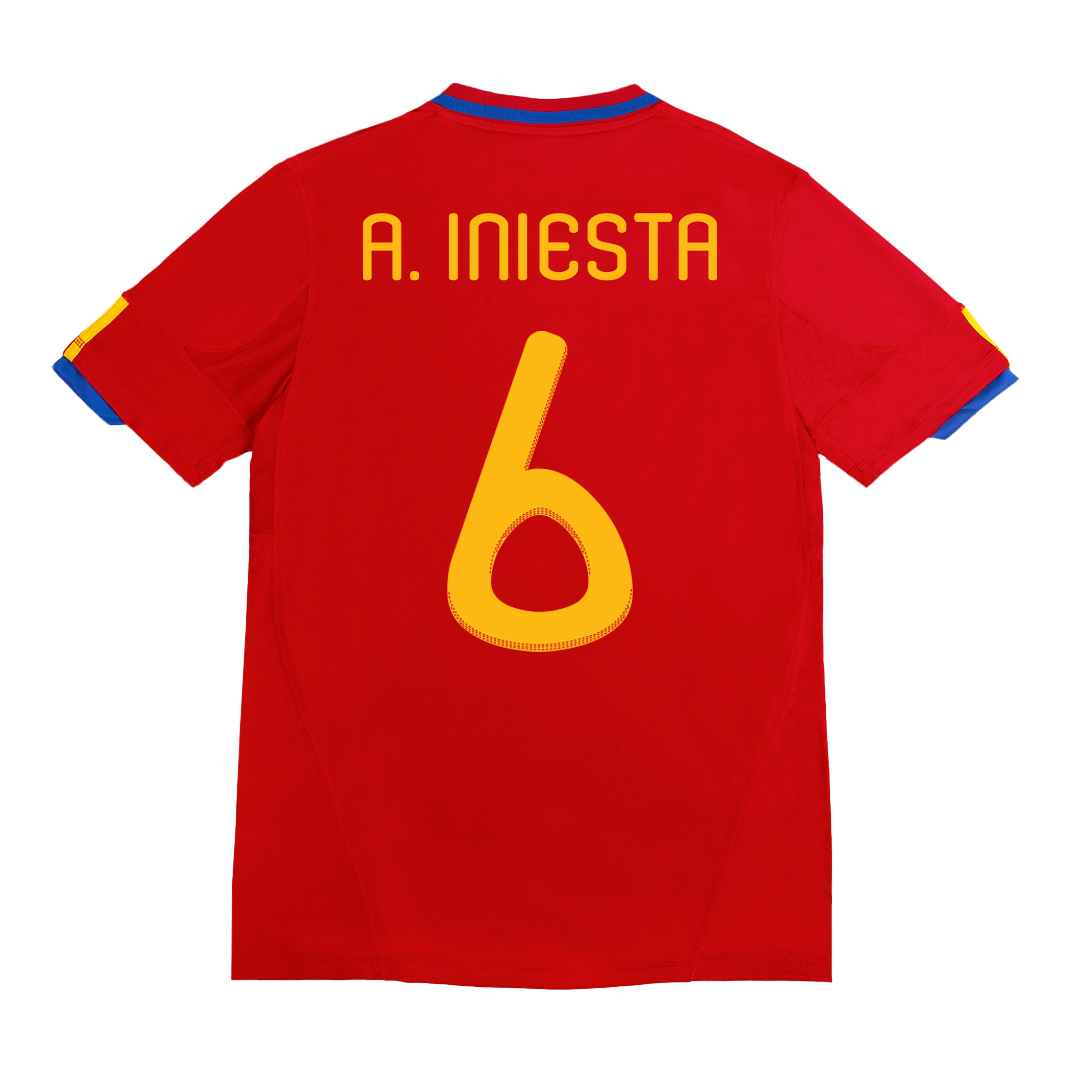 A.INIESTA #6 Spanien Hemma Fotbollströjor 2010 Retro