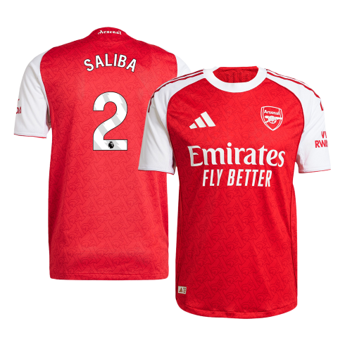 Arsenal Tröja SALIBA #2 2025/26 Hemma Autentisk Röd