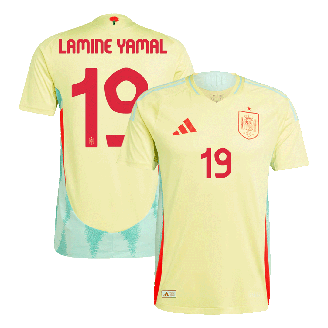 LAMINE YAMAL #19 Spanien Borta Fotbollströjor Euro 2024 Autentisk