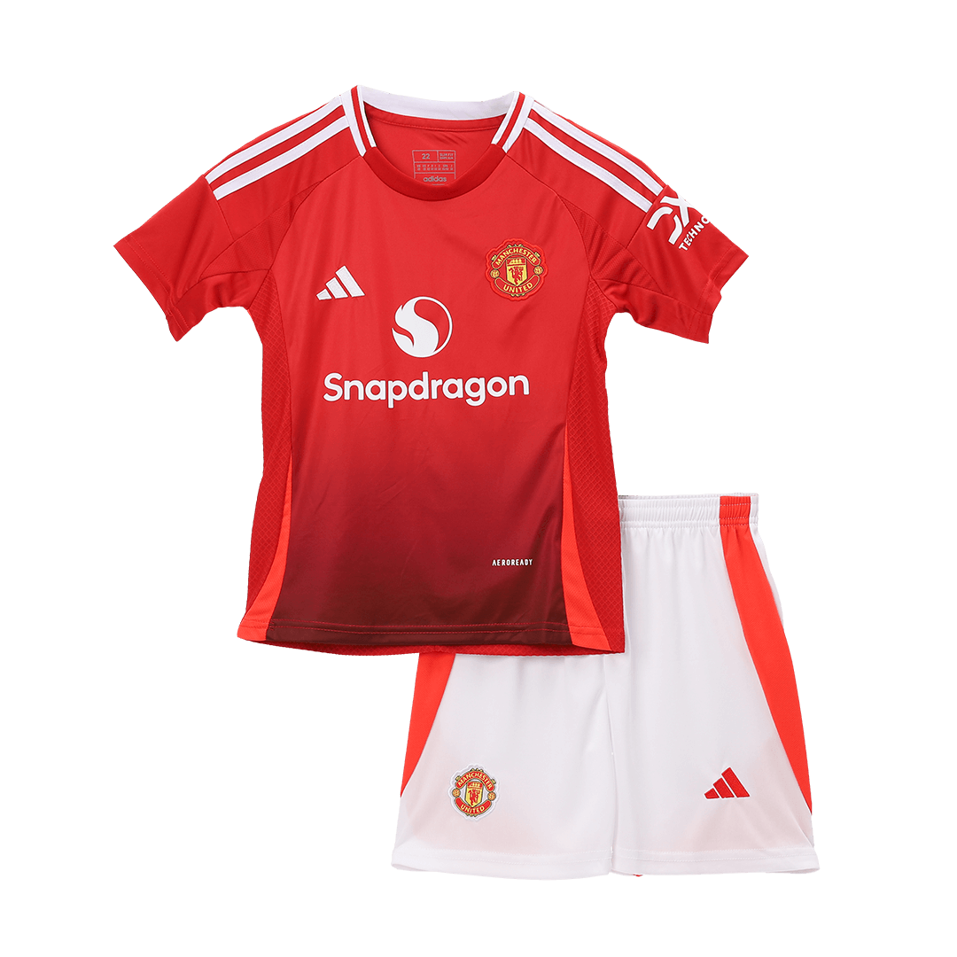 Manchester United Hemma Fotbollströja 2024/25 Fotbollssats Barn