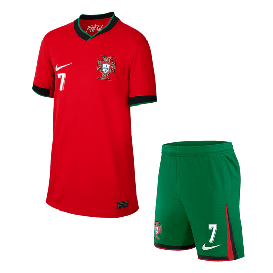 Portugal Hemma Fotbollströja RONALDO #7 Euro 2024 
Fotbollssats Barn-1