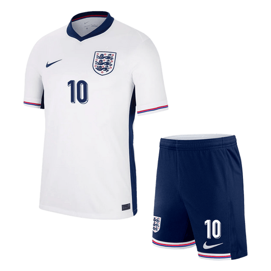 England Hemma Fotbollströja BELLINGHAM #10 Euro 2024 
Fotbollssats Barn-1