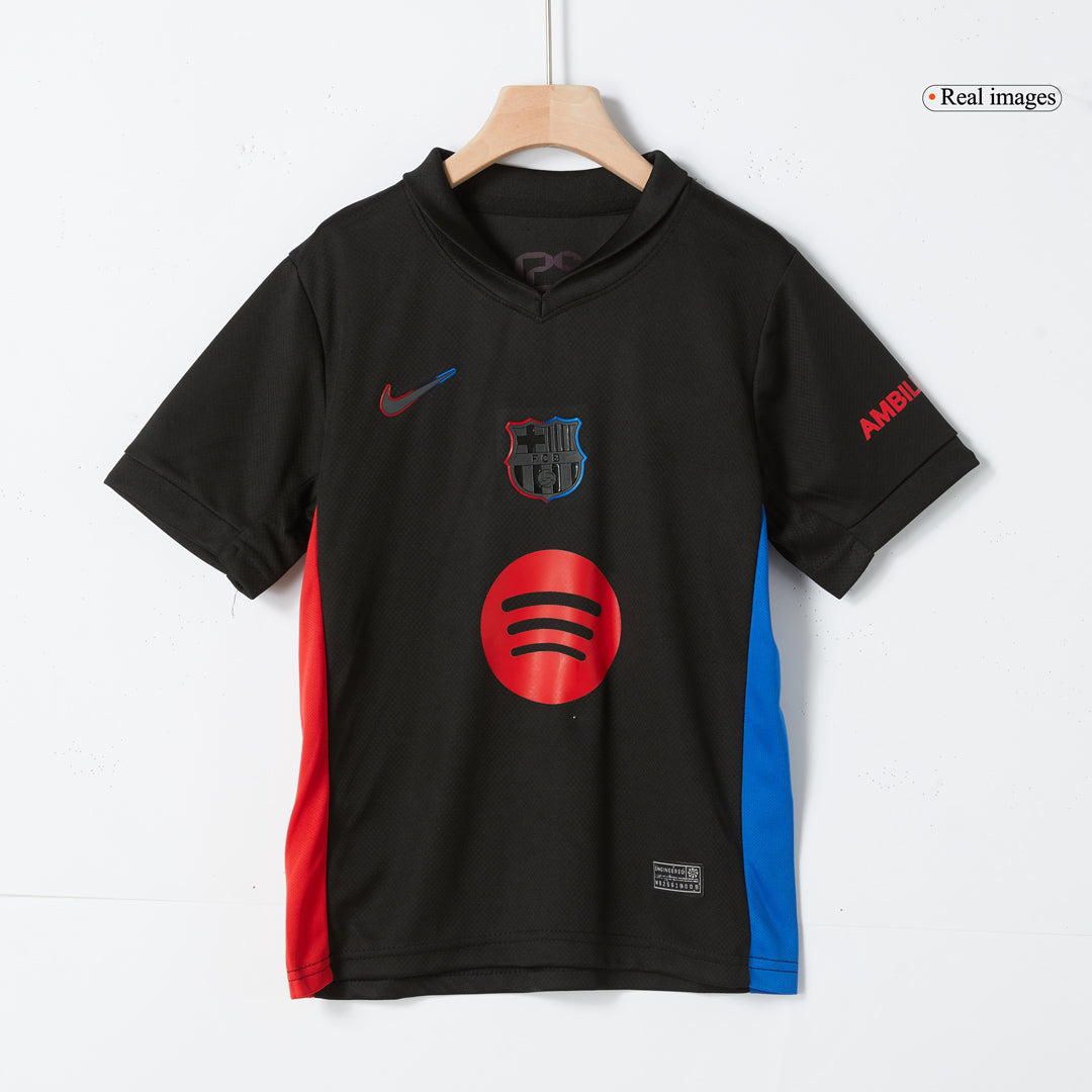 Barcelona Borta Fotbollströja 2024/25 Fotbollssats Barn - Spotify-logotyp utan text