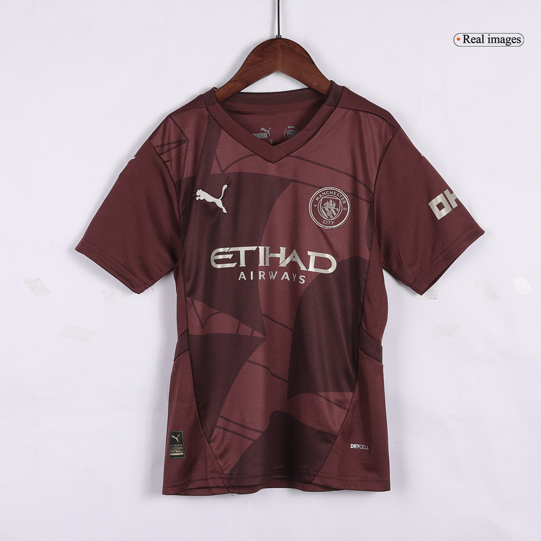 Manchester City Tredjeställ Fotbollströja 2024/25 Fotbollssats Barn