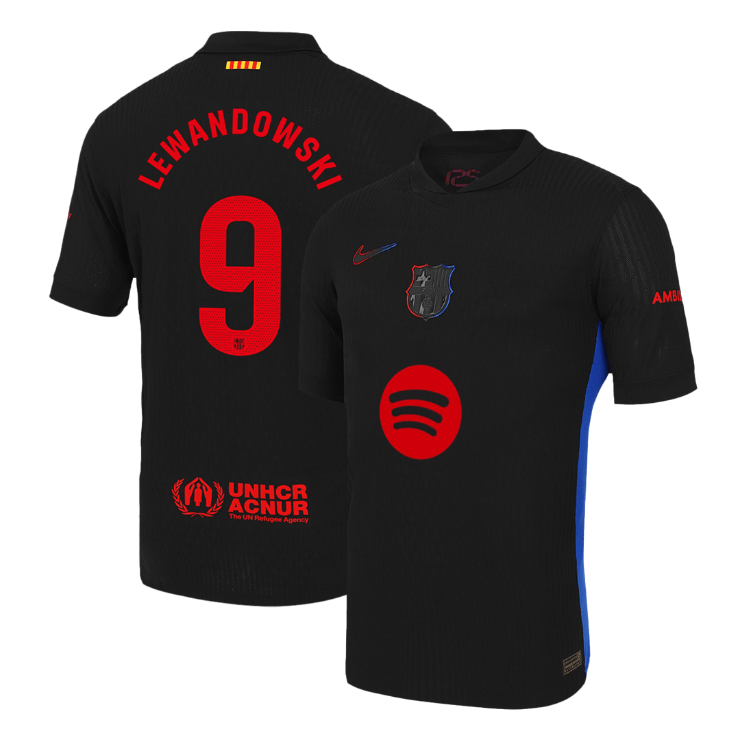 Barcelona Borta Fotbollströja LEWANDOWSKI #9 2024/25 Autentisk - Spotify-logotyp utan text