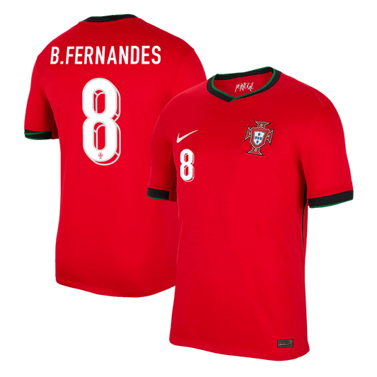Portugal Hemma Fotbollströjor B.FERNANDES #8 Euro 2024
 Premium