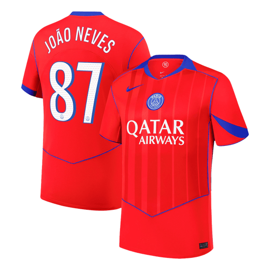 PSG Tröja JOÃO NEVES #87 2025/26 Tredje Röd-1