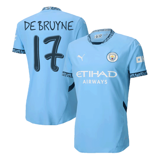 Manchester City Hemma Fotbollströja DE BRUYNE #17 2024/25 Autentisk - UCL-1