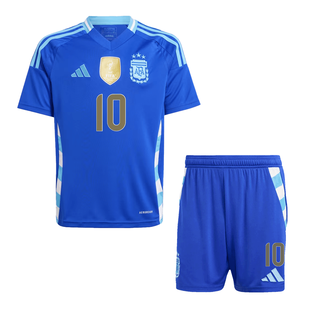 Argentina Borta Fotbollströja MESSI #10 2024 
Fotbollssats Barn