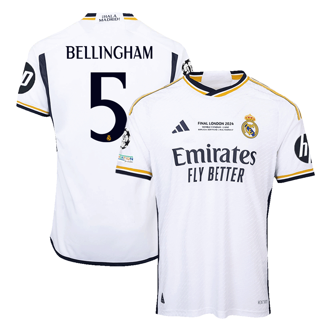 Retro Real Madrid Hemma Fotbollströja BELLINGHAM #5 2023/24 - UCL Final