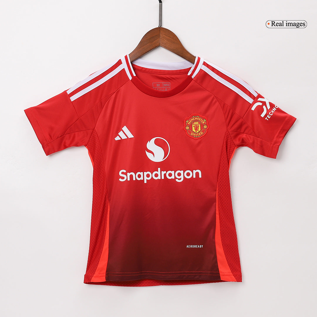 Manchester United Hemma Fotbollströja 2024/25 Fotbollssats Barn