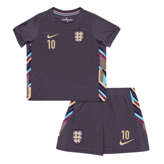 England Borta Fotbollströja BELLINGHAM #10 Euro 2024 
Fotbollssats Barn-1