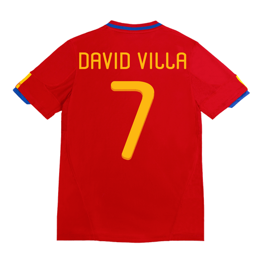 DAVID VILLA #7 Spanien Hemma Fotbollströjor 2010 Retro