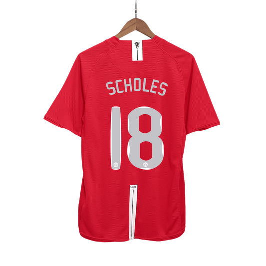 Retro Manchester United Hemma Fotbollströja SCHOLES #18 2007/08 - UCL Final