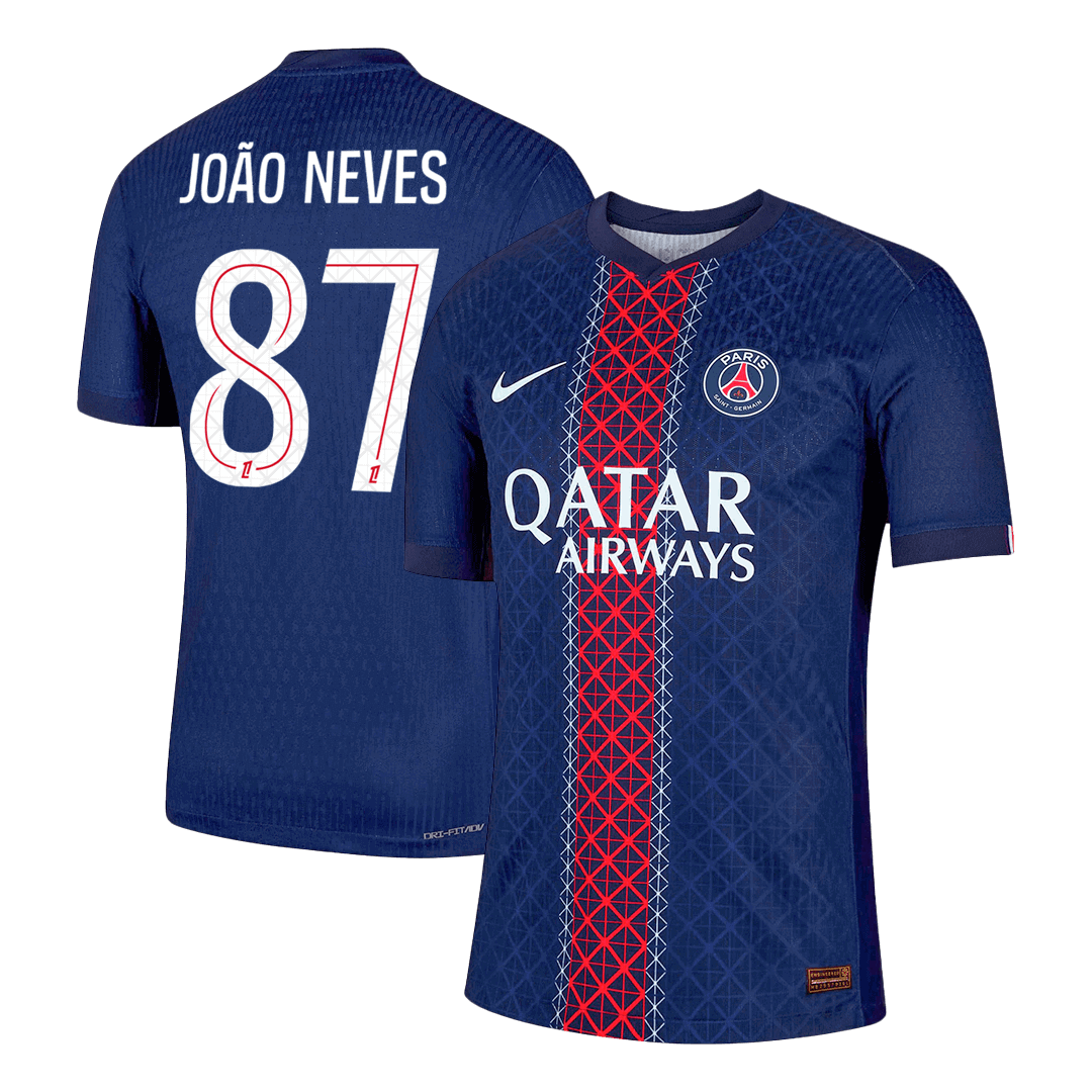 PSG Tröja JOÃO NEVES #87 2025/26 Hemma Autentisk Mörkblå