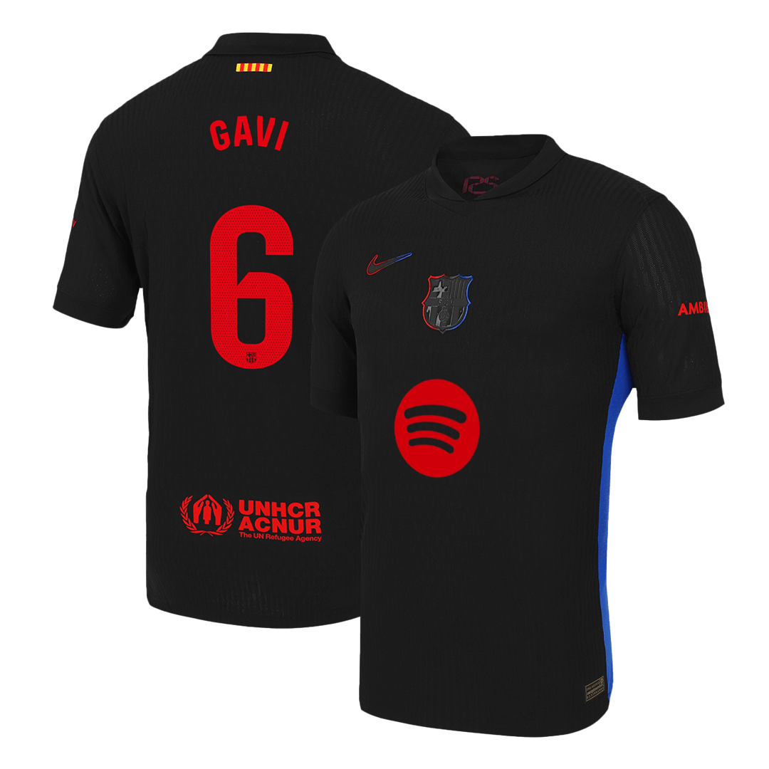 Barcelona Borta Fotbollströja GAVI #6 2024/25 Autentisk - Spotify-logotyp utan text
