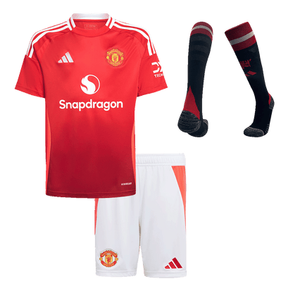 Manchester United Hemma Fotbollströja 2024/25 Fotbollssats Barn