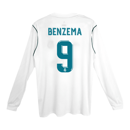 Retro Real Madrid Hemma Fotbollströja BENZEMA #9 2017/18 långärmad