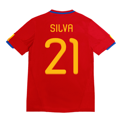 SILVA #21 Spanien Hemma Fotbollströjor 2010 Retro