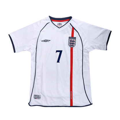 BECKHAM #7 England Hemma Fotbollströjor 2002 Retro