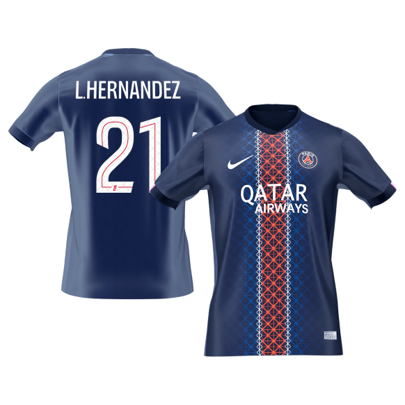 L.HERNANDEZ #21 PSG Tröja 2025/26 Hemma Premium Mörkblå-2