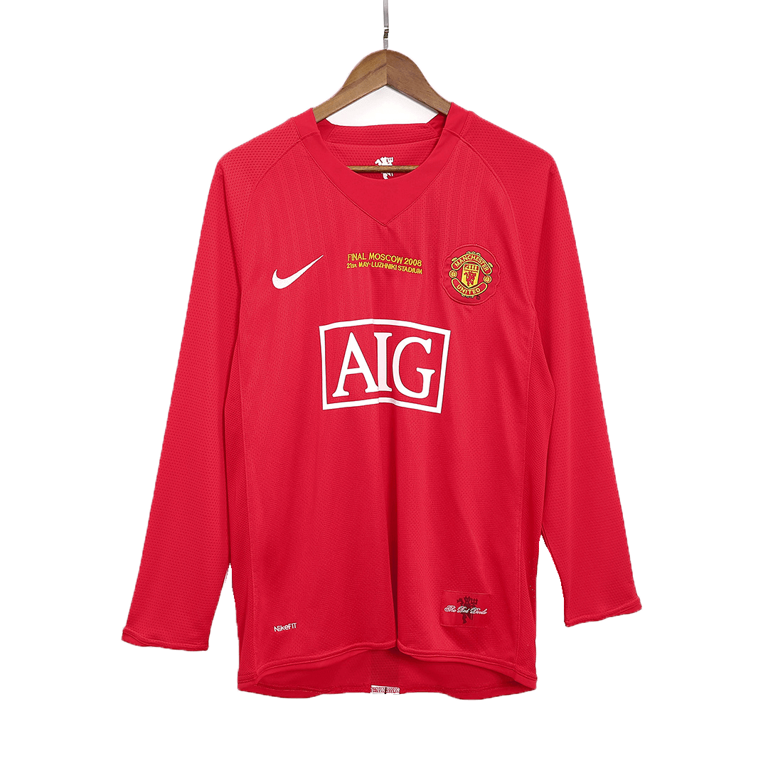 Retro Manchester United Hemma Fotbollströja SCHOLES #18 2007/08 långärmad - UCL Final