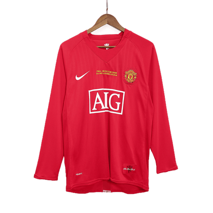 Retro Manchester United Hemma Fotbollströja SCHOLES #18 2007/08 långärmad - UCL Final